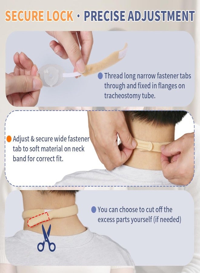 EHUSPU Tracheostomy Tube Holder – Adjustable Trach Tube Neck Strap with Hook Loop, Soft Foam & Breathable Fabric, Skin-Friendly Tracheostomy Neckband Collar, Post-Op, ICU & Home Care 5pcs Medium Size - Image 3